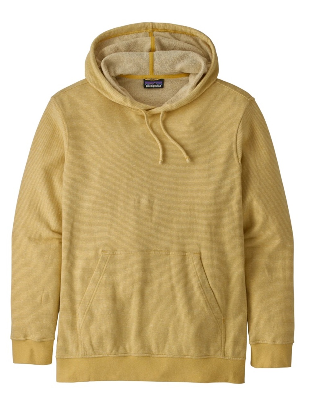 Patagonia Trail Harbor Hoodie Drawstring Yellow Stripe Hemp Organic Cotton Men L